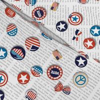 Vote!* || vintage buttons & pins on text