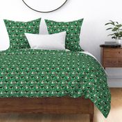 husky christmas fabric - dog christmas, dog christmas fabric, holiday fabric, christmas fabric - green