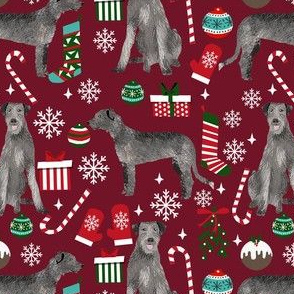 irish wolfhound christmas dog fabric  - christmas fabric, dog fabric, wolfhound fabric - ruby