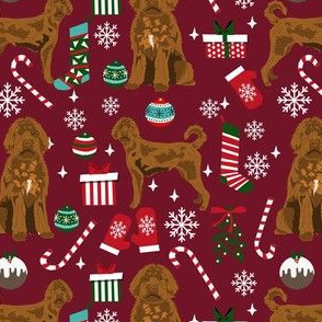 labradoodle christmas fabric - christmas dog, dog christmas fabric, labradoodle fabric, dogs -ruby