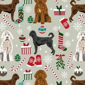 labradoodle christmas fabric - christmas dog, dog christmas fabric, labradoodle fabric, dogs - tan