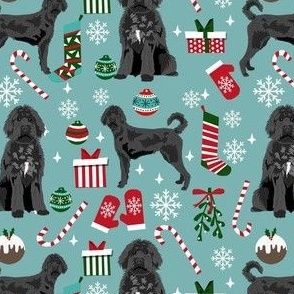 labradoodle christmas fabric - christmas dog, dog christmas fabric, labradoodle fabric, dogs - blue
