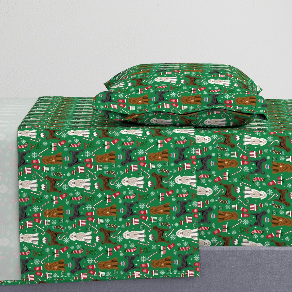 labradoodle christmas fabric - christmas dog, dog christmas fabric, labradoodle fabric, dogs -green