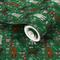 labradoodle christmas fabric - christmas dog, dog christmas fabric, labradoodle fabric, dogs -green
