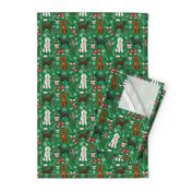 labradoodle christmas fabric - christmas dog, dog christmas fabric, labradoodle fabric, dogs -green