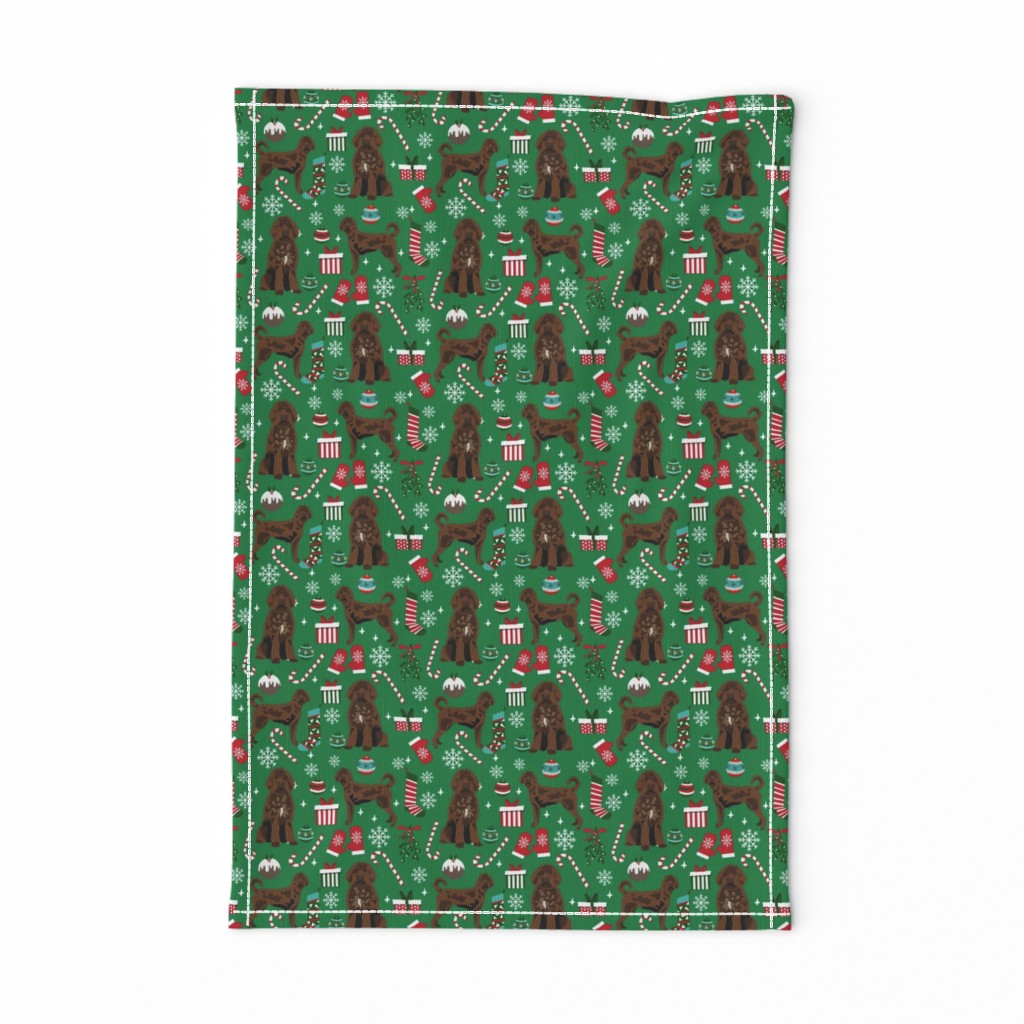 labradoodle christmas fabric - christmas dog, dog christmas fabric, labradoodle fabric, dogs - green