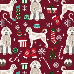 labradoodle christmas fabric - christmas dog, dog christmas fabric, labradoodle fabric, dogs -ruby
