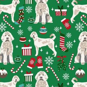 labradoodle christmas fabric - christmas dog, dog christmas fabric, labradoodle fabric, dogs - green
