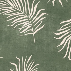 JUMBO // Mid Century palms bone palm fronds on green