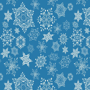 The Winter Wonderland Snowflakes on Blue