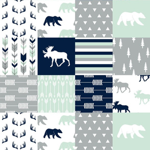 (4.5" scale) northern lights patchwork wholecloth || bear and moose C19BS