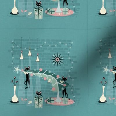 Retro Naughty Kitty Christmas - Squares ©studioxtine