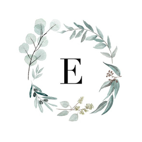 Eucalyptus letter e monogram blanket