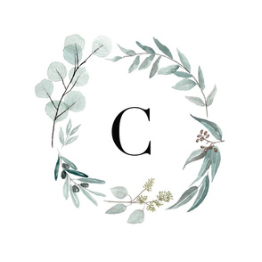 Eucalyptus letter c monogram blanket