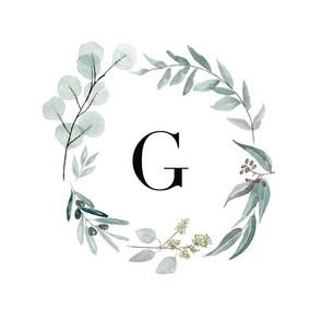 Eucalyptus letter g monogram blanket