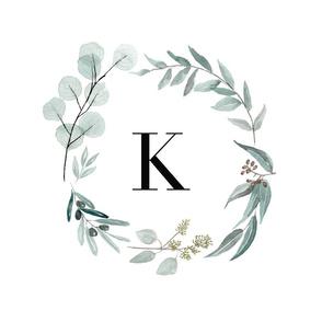 Eucalyptus letter k monogram blanket