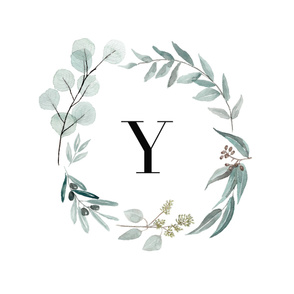 Eucalyptus letter y monogram blanket