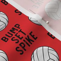 bump set spike - volleyball on red - LAD19