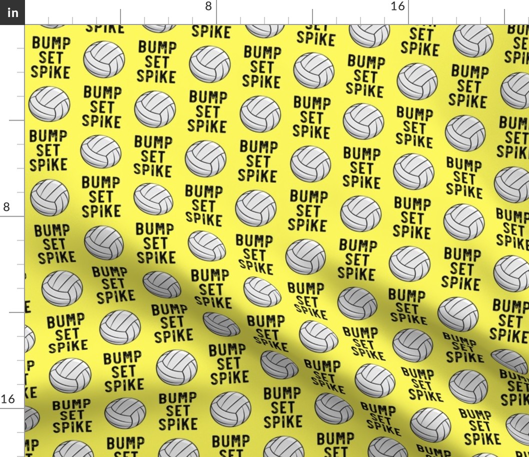 bump set spike - volleyball on yellow - LAD19