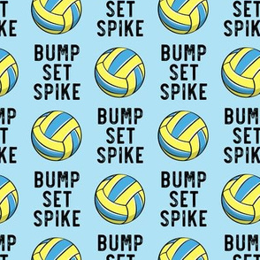 bump set spike - multi volleyball on blue - LAD19