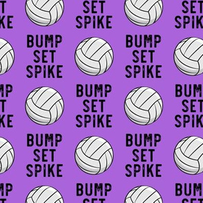 bump set spike - volleyball on purple - LAD19