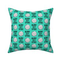 bump set spike - volleyball on teal - LAD19