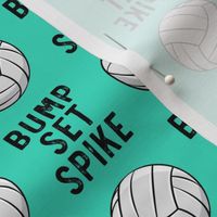 bump set spike - volleyball on teal - LAD19