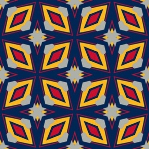 Yellow Navy Blue Silver Red Geometric