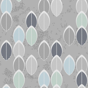 sage light blue leaves on gray large