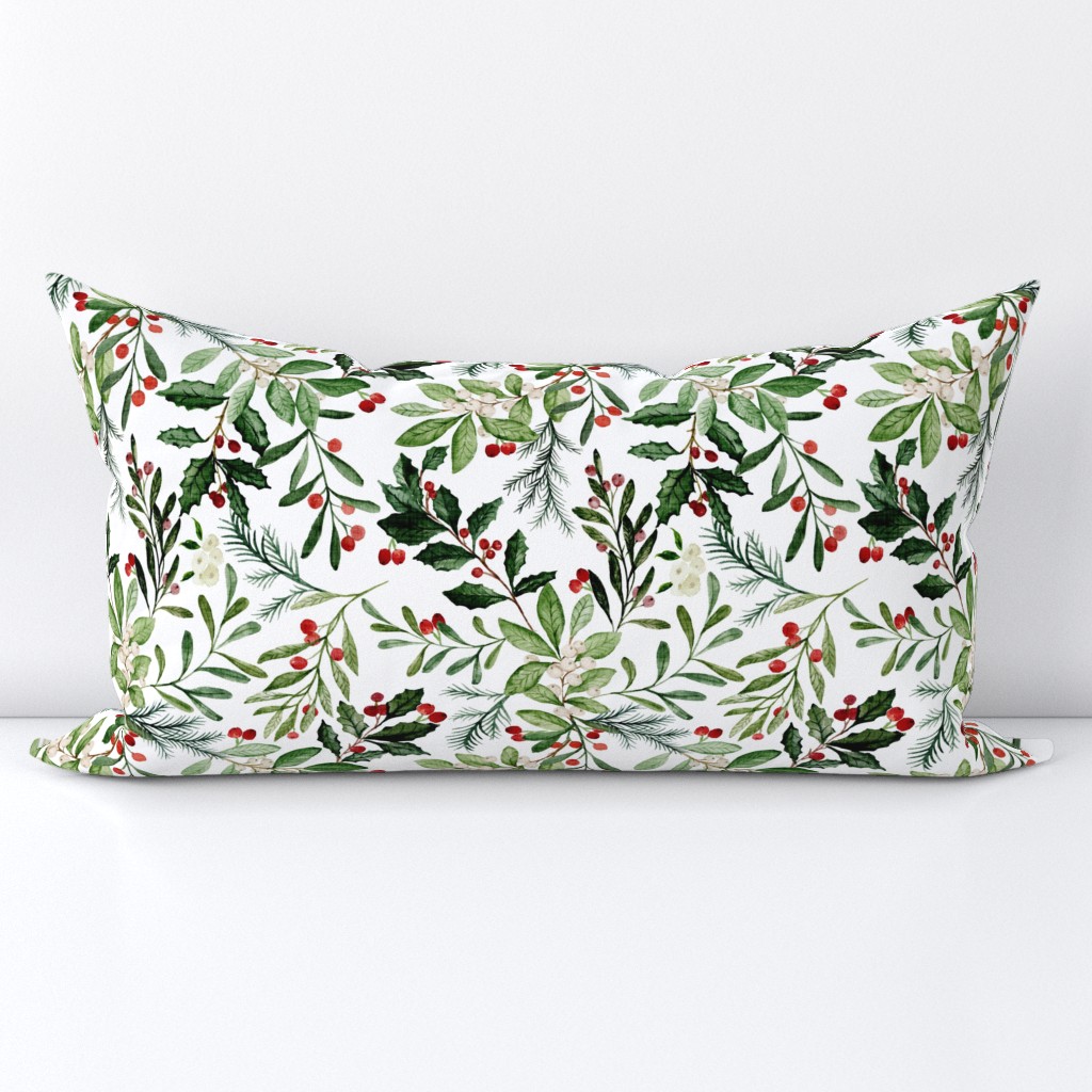 Mistletoe and Holly Christmas Florals // White