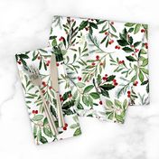 Mistletoe and Holly Christmas Florals // White