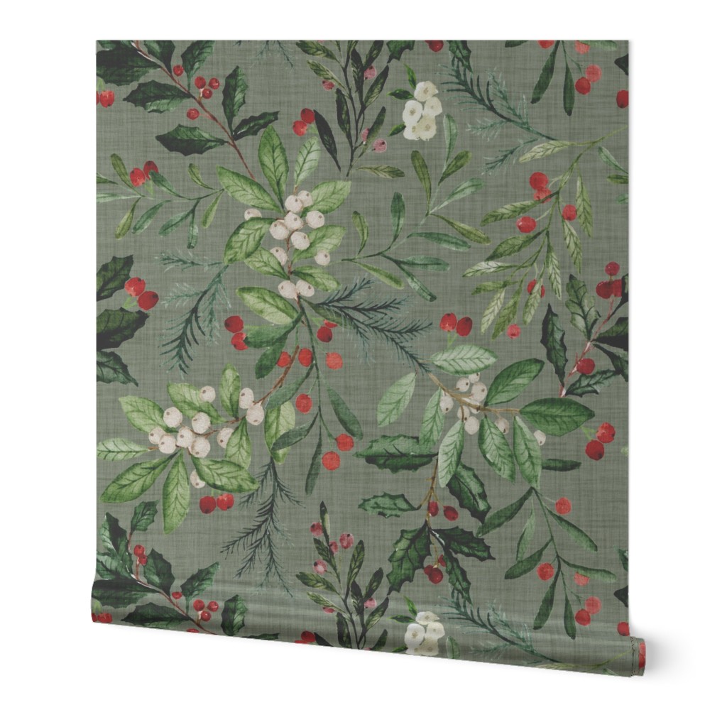 Mistletoe and Holly Christmas Florals // Sage Linen
