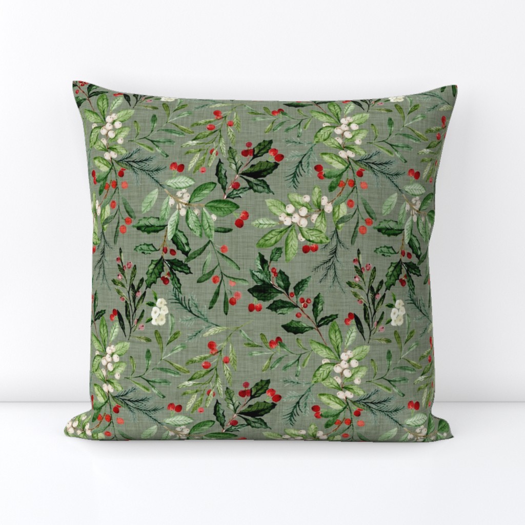 Mistletoe and Holly Christmas Florals // Sage Linen