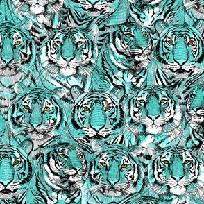 tiger line art safari (large scale) Fabric