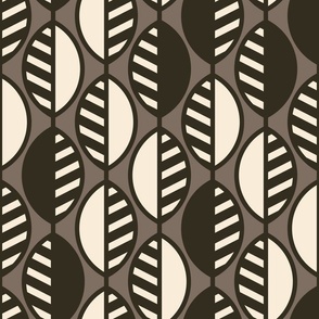 Modern Leaves-Stripes-Mocha