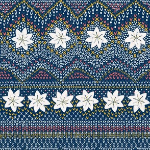 Star Flower Fair Isle (limited palette navy) 8”