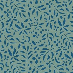 Damask Inspired: Blue on Green