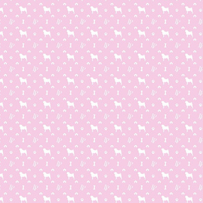 Louis Pug Face Luxury Dog Pattern in White on Princess Pink