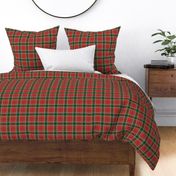 Christmas Red and Dark Green Tartan with Double White Lines