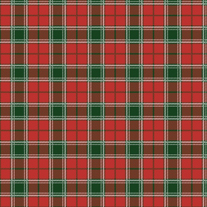 Christmas Red and Dark Green Tartan with Double White Lines