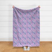 Tribal Summer /  Pink Turquoise on White Background / Large Scale