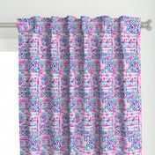 Tribal Summer /  Pink Turquoise on White Background / Large Scale