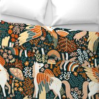  Whimsical Pegasus Forest - Orange - Large Version 