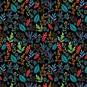  Artistic colorful field wild flowers seamless floral pattern. 