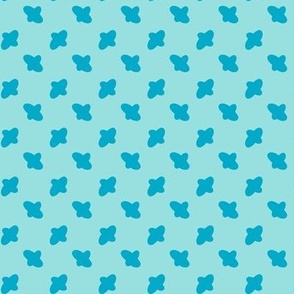 Vector cross embroidery blue stitches aligned on blue background, seamless pattern