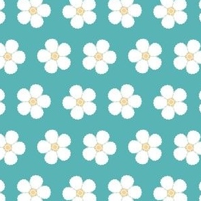 Small scale • Strawberry flowers - light blue background