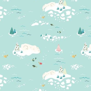 Christmas Winter Polar Bear and Icebergs