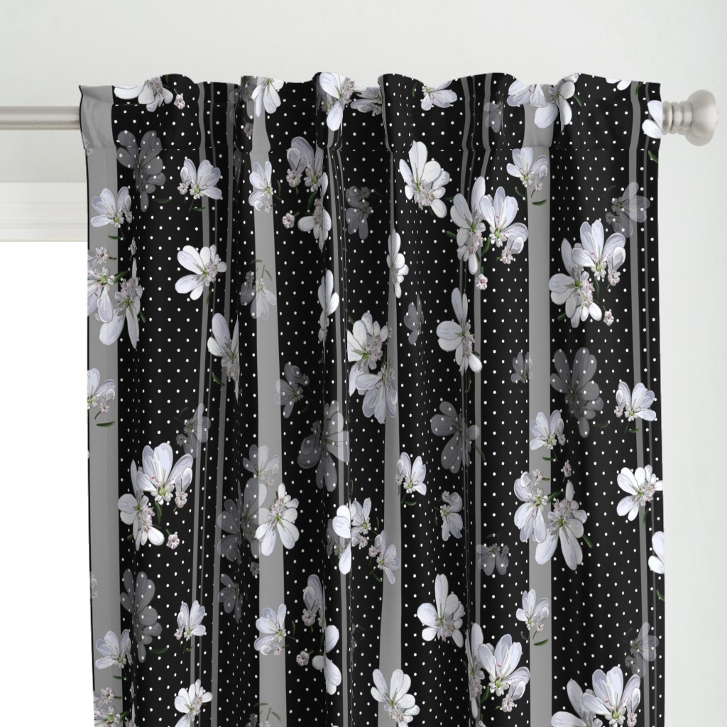 Coriander Flowers | Black/Gray Stripes + Polka Dots