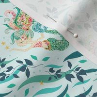  Mermaid Starfish Floral in Light Sea Blue