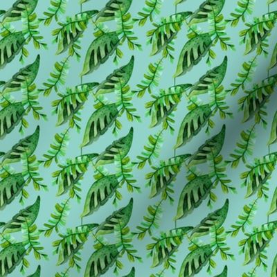 Tropical Green Palm Leaves
